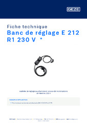 Banc de réglage E 212 R1 230 V  * Fiche technique FR