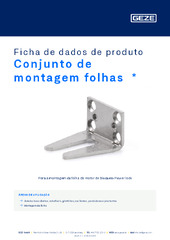 Conjunto de montagem folhas  * Ficha de dados de produto PT