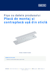 Placă de montaj și contraplacă ușă din sticlă Fișa cu datele produsului RO
