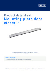 Mounting plate door closer  * Product data sheet EN