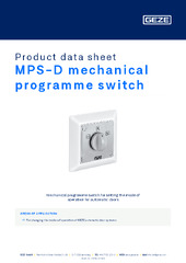 MPS-D mechanical programme switch Product data sheet EN