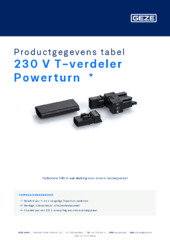 230 V T-verdeler Powerturn Productgegevens tabel NL