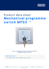 Mechanical programme switch MPS3  * Product data sheet EN