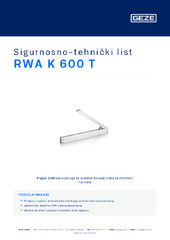 RWA K 600 T Sigurnosno-tehnički list HR