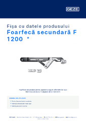 Foarfecă secundară F 1200  * Fișa cu datele produsului RO