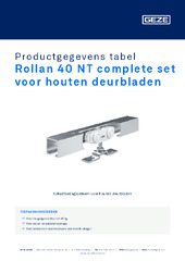 Rollan 40 NT complete set voor houten deurbladen Productgegevens tabel NL