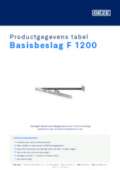 Basisbeslag F 1200 Productgegevens tabel NL