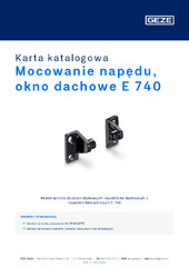 Mocowanie napędu, okno dachowe E 740 Karta katalogowa PL