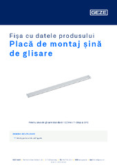 Placă de montaj șină de glisare Fișa cu datele produsului RO