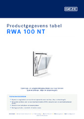 RWA 100 NT Productgegevens tabel NL
