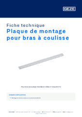 Plaque de montage pour bras à coulisse Fiche technique FR