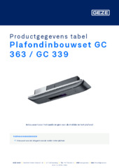 Plafondinbouwset GC 363 / GC 339 Productgegevens tabel NL