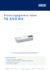 TS 550 NV Productgegevens tabel NL