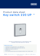 Key switch 220 UP  * Product data sheet EN