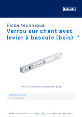 Verrou sur chant avec levier à bascule (bois)  * Fiche technique FR
