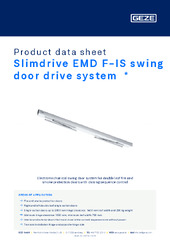 Slimdrive EMD F-IS swing door drive system  * Product data sheet EN