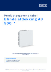 Blinde afdekking AS 500  * Productgegevens tabel NL