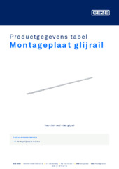 Montageplaat glijrail Productgegevens tabel NL