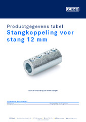 Stangkoppeling voor stang 12 mm Productgegevens tabel NL