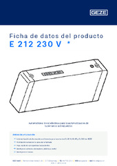E 212 230 V  * Ficha de datos del producto ES