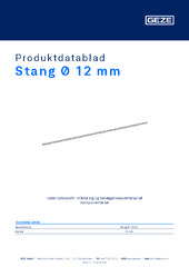 Stang Ø 12 mm Produktdatablad DA