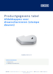 Afdekkappen voor draaischarnieren (stompe deuren) Productgegevens tabel NL