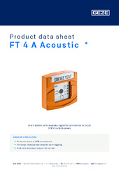 FT 4 A Acoustic  * Product data sheet EN
