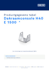 Dakraamconsole H40 E 1500  * Productgegevens tabel NL