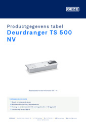 Deurdranger TS 500 NV Productgegevens tabel NL