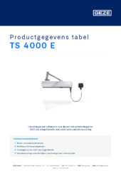 TS 4000 E Productgegevens tabel NL