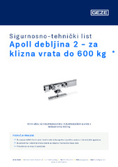Apoll debljina 2 - za klizna vrata do 600 kg  * Sigurnosno-tehnički list HR