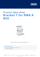 Bracket T for RWA K 600 Product data sheet EN