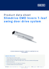 Slimdrive EMD Invers 1-leaf swing door drive system Product data sheet EN