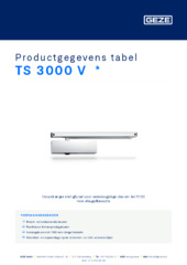 TS 3000 V  * Productgegevens tabel NL
