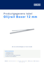 Glijrail Boxer 12 mm Productgegevens tabel NL