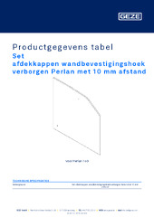 Set afdekkappen wandbevestigingshoek verborgen Perlan met 10 mm afstand Productgegevens tabel NL
