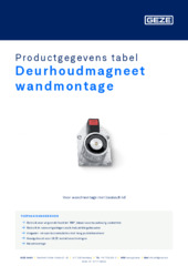 Deurhoudmagneet wandmontage Productgegevens tabel NL
