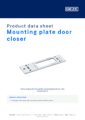 Mounting plate door closer Product data sheet EN
