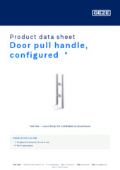 Door pull handle, configured  * Product data sheet EN