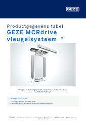 GEZE MCRdrive vleugelsysteem  * Productgegevens tabel NL