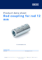 Rod coupling for rod 12 mm Product data sheet EN