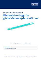 Klemmeinnlegg for glassklemmeplate 45 mm Produktdatablad NB