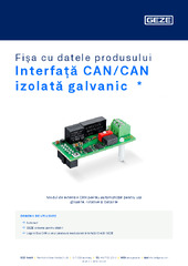 Interfață CAN/CAN izolată galvanic  * Fișa cu datele produsului RO