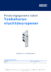 Toebehoren vluchtdeuropener Productgegevens tabel NL