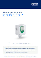 GC 240 RS  * Паспорт виробу UK