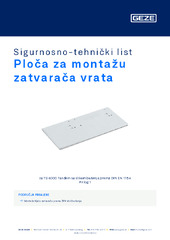Ploča za montažu zatvarača vrata Sigurnosno-tehnički list HR