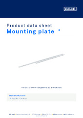 Mounting plate  * Product data sheet EN