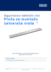 Ploča za montažu zatvarača vrata  * Sigurnosno-tehnički list HR