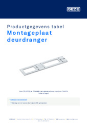 Montageplaat deurdranger Productgegevens tabel NL