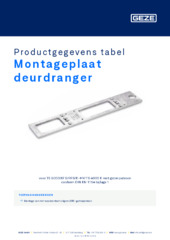 Montageplaat deurdranger Productgegevens tabel NL